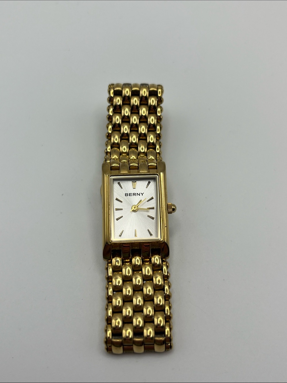 BERNY Gold-Tone Women's Rectangular Bracelet Watch